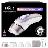 Braun Smart IPL, Skin i·Expert Pro 7: At Home Alternative to Laser Hair Removal with 3 Caps, Facial Hair Trimmer, and Leather Pouch, IPL7219