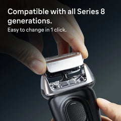 Braun Electric Shaver Head Replacement Part 83m Silver, Compatible with Series 8 Electric Razors for Men